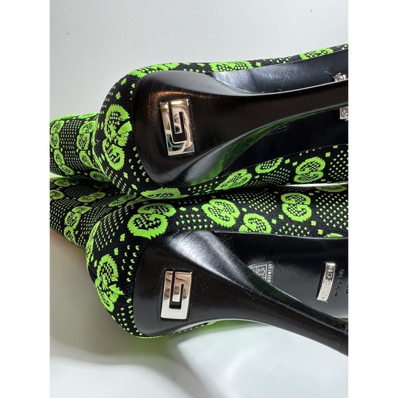 GUCCI 1250$ Women's Black Green GG Knit Ankle Boots - Pointed Toe G EU 37.5 - Picture 6 of 9